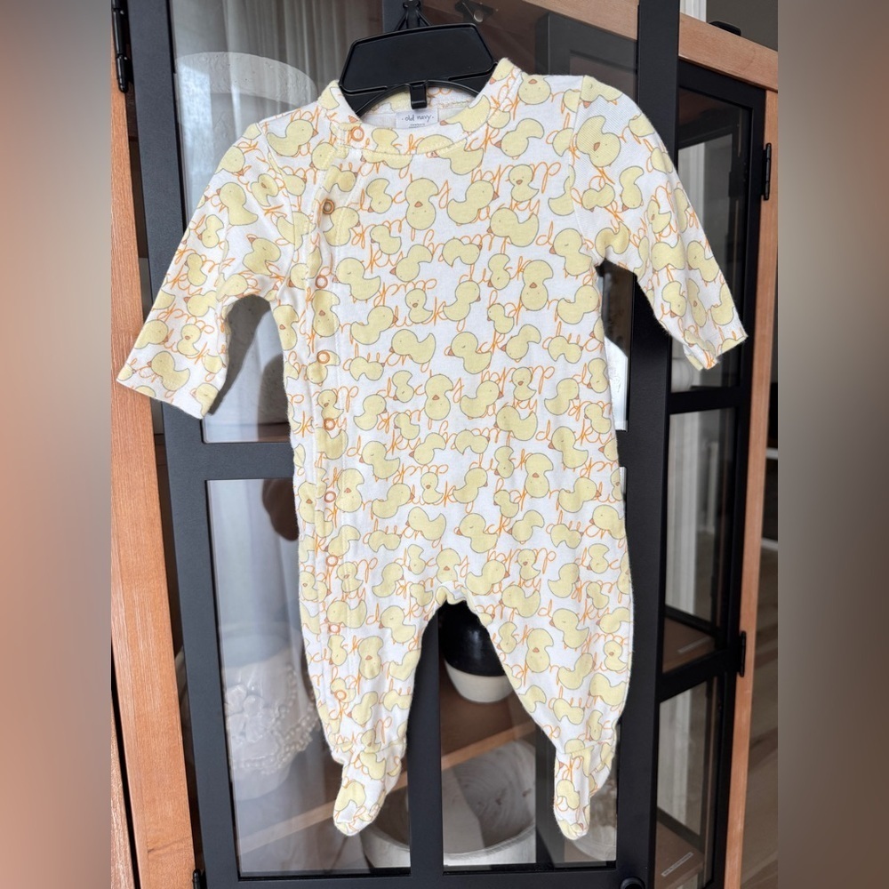 Vintage 2007 Old Navy onesie footies rubber ducky ducks coverall unisex baby